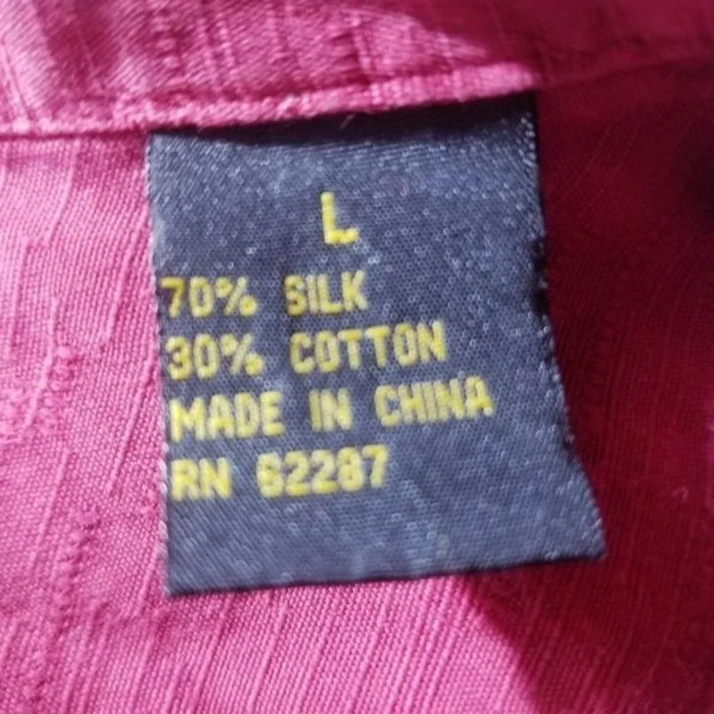 Aureus Maroon Silk Short Sleeve Button Down Shirt - Picture 3 of 5